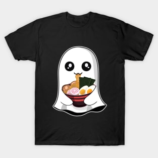 Cute Kawaii Ghost Eating Ramen Halloween T-Shirt